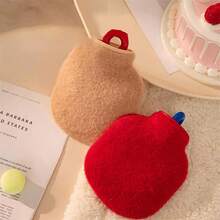 Wärmflasche, geeignet für Winterwärme, Plüsch-Wärmflasche mit heißer Kompresse, tragbarer Handwärmer für Studenten mit abnehmbarem und waschbarem Stoffbezug - Grün - Übersicht 3