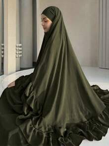 1 pieza Pañuelo de cabeza elegante con pliegues, adecuado para el uso diario y la oración de las mujeres (pañuelo de cabeza), abaya