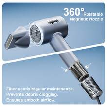 Hair Dryer - Negative Ionic Blow Dryer With 160000 RPM High Speed Brushless Motor For Fast Drying, Low Noise, HD Display Hair Dryer With Diffuser And Nozzle. - Xem 7