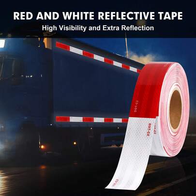 5cm*1000cm reflektierendes Sicherheitsband DOT-C2 wasserdicht rot und weiß selbstklebendes Markierungsband für Anhänger, Outdoor, Autos, LKWs, Sicherheits-Arbeitsschutz reflektierende Aufkleber