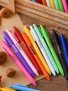 1/5/10/20/50pcs Customized Text/Logo Macaron Color Neutral Pens, Simple Push-Type Signing Advertising Pens For Students, Office Supplies, Ideal For Anniversary Commemorations Or Bridesmaid Gifts, Personalized Luxury Advertising Neutral Pens With Engraved Text, Personalized Wedding Gifts, Motivational Pens For Employees, Teacher Gifts, Corporate Gifts, Student Gifts, Customized Wedding Gifts, Coworker Gifts, Halloween Gifts,Office Decor - 彩色 - 查看 2