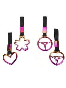 JDM Color Car Safety Warning Handle Ring, Train Bus Handband, Drift Belt, Charm Heart Shaped Front Tow Hook, Car Design Suitable For Racing, Train Bus Handband Design, Drift Charm Belt, Drift Car Warning Car Trailer Belt, Car Warning Trailer Belt, Pendant Decoration - one-size - View 7