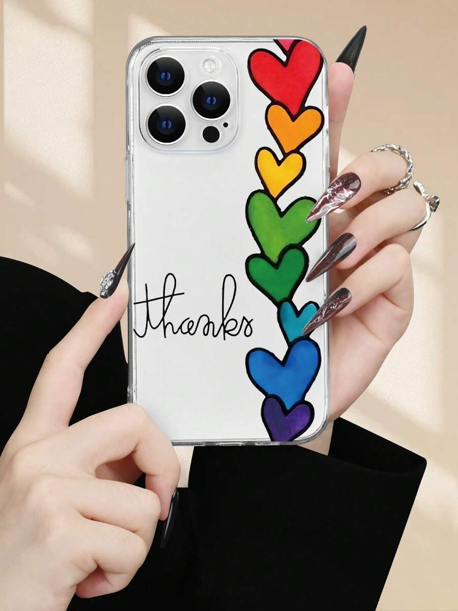 1 pezzo Custodia per telefono creativa con motivo a cuore arcobaleno, adatta come regalo per famiglia, amici, coppie, guscio protettivo trasparente e morbido compatibile con 17/16/15/14/13/12/11/7/8/XR/XS/Plus/Pro/Pro Max e serie Galaxy S/A, perfetta per regali di vacanza