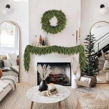 1pc Christmas Garland, Green Pine Tree, Red Bows, Snowy Look, Holiday Decoration, Mantle & Doorway Decor, Fireplace & Stairs, Christmas Party, Seasonal Home Decor, Christmas Tree Trim, Elegant Decoration For Living Room And Outdoor Use. Christmas Decorations Room Decor - Green - View 8
