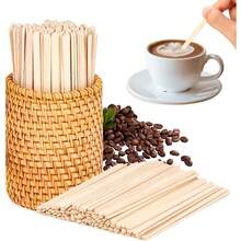100pcs 5.5-Inch Wooden Coffee Stirrers, Long Drink Mixer Sticks For Cocktails, Hot Chocolate, Tea - Wood Color - View 12