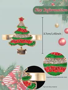 2-12pcs Luxury Christmas Tree Napkin Rings, Crafted With Exquisite Enamel Finish, Made Of High-Quality Alloy Material, Suitable For Weddings, Birthdays, Banquets, Holiday Outdoor Parties, Daily Dining Table Decor, Beautiful Accessories To Celebrate Christmas