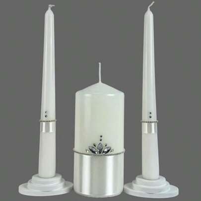 Unity Candle Set Wedding Ceremony Reception 6 Pillar Two 10 Taper Candles Long Burning Unity Candles For Marriage Ritual Handmade In USA White ClassicCrown