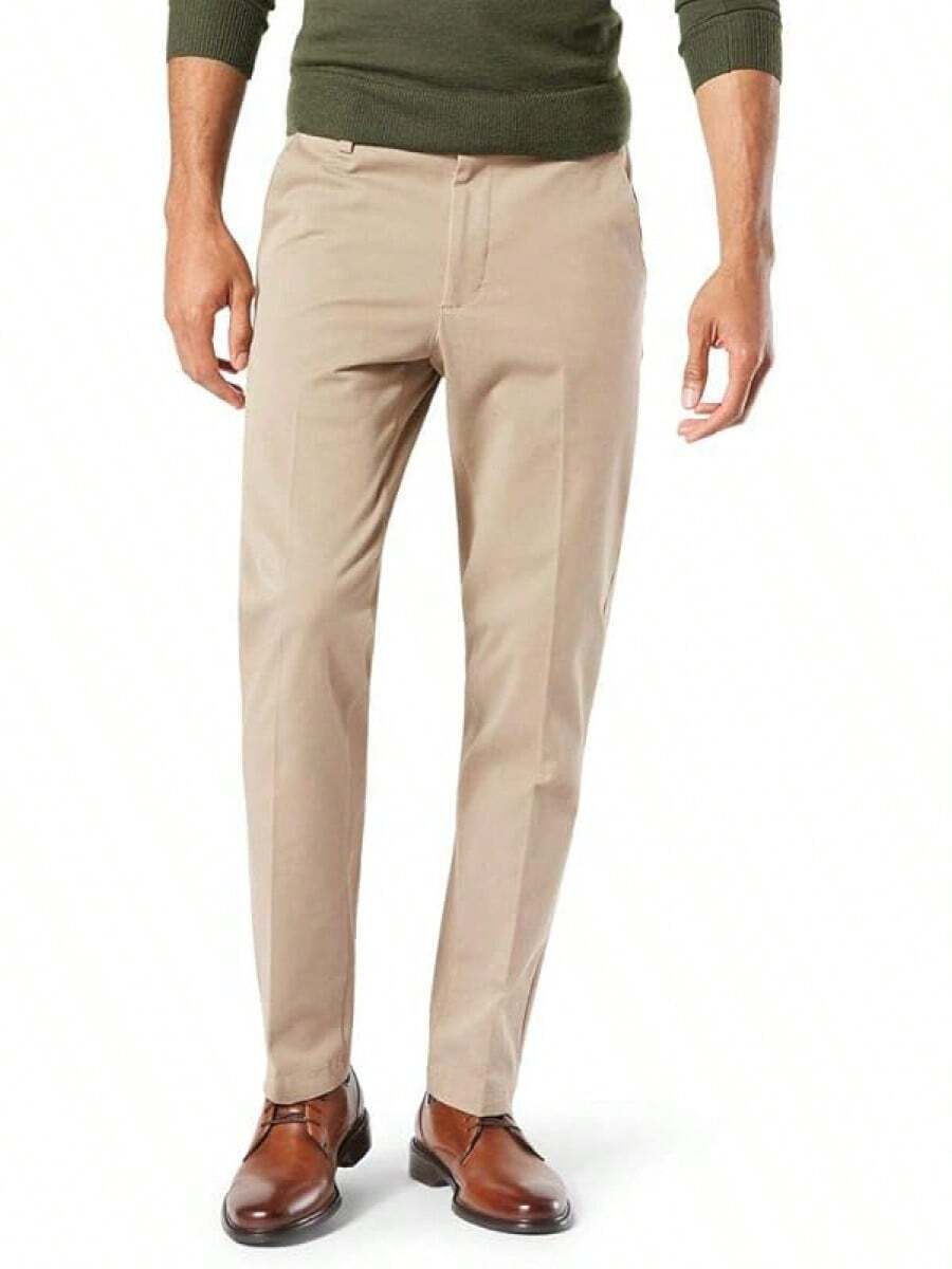 Mens Khaki Flex Work Pants - Beige - View 1