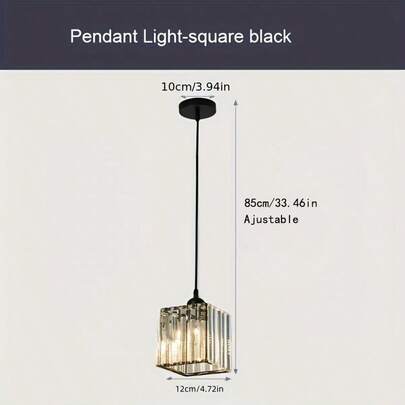 1 件现代奢华水晶玻璃吊灯 | 简约圆形/方形几何设计 | 金色/黑色 | 餐厅厨房岛门厅客厅卧室装饰灯 | 可调节高度 | E27 插座（不含灯泡）