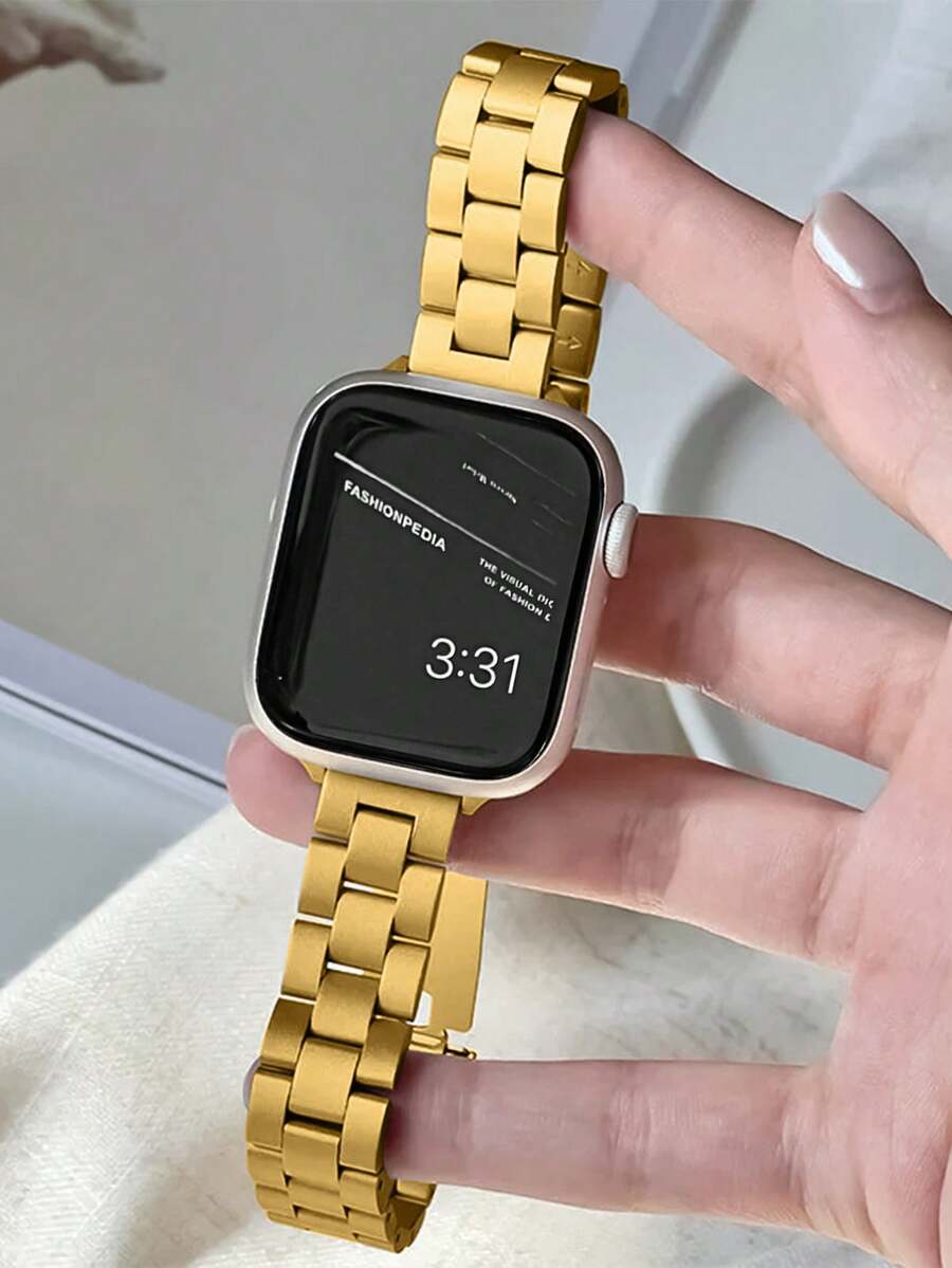 1 件女士金色不锈钢可调节表带，适用于 Ultra3 2 1 SE S10 S9 S8 S7 S6 S5 S4 S3 S2 S1 系列智能手表，轻薄 38 毫米-49 毫米，时尚中性替换表带（不含手表和表壳） - 金色 - 查看 1