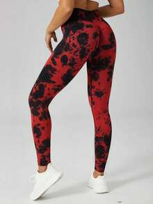 Women Sports Leggings - 大紅 - 查看 2