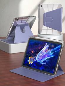 适用于 iPad 5/6/7/8/9/10/11、iPad Mini 6/7、iPad Air 1/2/3/4/5、11 英寸 (M2)/11 英寸 (M3)/13 英寸 (M2)/13 英寸 (M3)、iPad Pro 12.9 英寸（第三/四/五/六代）的 360° 旋转保护套，带笔槽，紫色。亚克力透明材质，防尘。 - 淺灰紫 - 查看 23