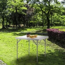 SATURNIA Quadratischer Klapptisch, HDPE, multifunktional, tragbar, langlebig, vielseitig einsetzbar, 86 x 86 x 74 cm, weiß - Weiss - Übersicht 4