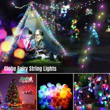 1 pieza Luces de cadena en forma de globo LED de 10/20/40/80, luces de hadas, alimentadas por batería, adecuadas para decoración comercial interior/exterior, camping, boda, fiesta, carpa, globo, jardín, guardería, dormitorio, patio de recreo, decoración de árbol de Navidad (excluyendo batería)