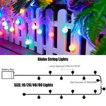 1 pieza Luces de cadena en forma de globo LED de 10/20/40/80, luces de hadas, alimentadas por batería, adecuadas para decoración comercial interior/exterior, camping, boda, fiesta, carpa, globo, jardín, guardería, dormitorio, patio de recreo, decoración de árbol de Navidad (excluyendo batería)