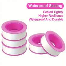 Praktyczna, minimalistyczna, biała, metalowa taśma uszczelniająca w ciasnym owinięciu, niebiesko-biała, plastikowa, na szpuli, doskonała do naprawy domowej instalacji wodno-kanalizacyjnej, montażu baterii kuchennych, podłączania armatury łazienkowej i uszczelniania rur przemysłowych