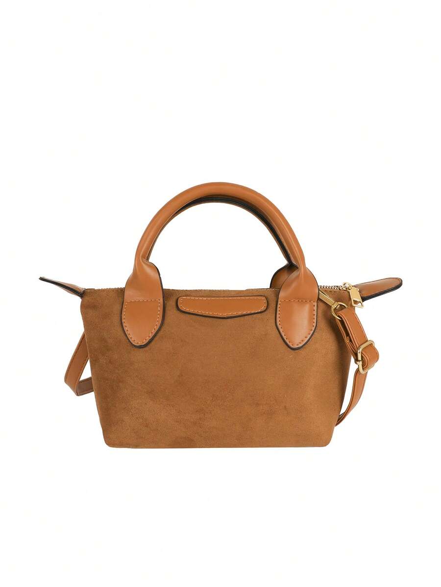 1 pezzo Borsa a spalla da donna di design di nicchia, versatile, nuova per il 2025, di grande capacità, colore unito, minimalista, stile retrò, borsa di lusso di alta gamma a forma di raviolo, borsa a tracolla in camoscio adatta per uscite, shopping, visite turistiche, lavoro, appuntamenti