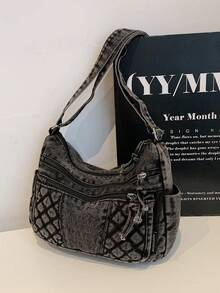 New Casual Chic Soft Jeans Multi-Layer Crossbody Bag With Multiple Pockets, Versatile Commuter Large Capacity Women's Shoulder Bag, Suitable For Work Commuting, Shopping And Traveling. - 黑色 - 查看 2
