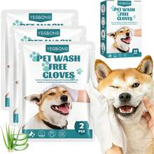Toallitas de Guantes de Aseo para Mascotas para 10 Piezas, sin Enjuague, Toallitas de Baño para Perros y Gatos, Toallitas Desechables para Mascotas Hecho de algodón - 1 - Ver 8