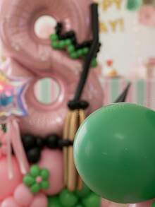 53pcs/Set Dreamy Sweet Princess Style Birthday Party Decorations, 40-Inch Pink Number 0-9 Birthday Party Balloons, 18-Inch Iridescent Star Shaped Transparent Balloons, Mini Crown Balloons, 10-Inch Light Pink And Light Green Latex Balloons, Pink Bow Balloons - Multicolor - View 8