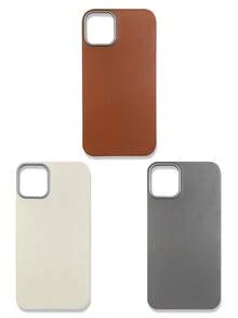 Funda de teléfono de lujo con textura de lichi de tacto suave, combinación de 3 colores para todas las estaciones, gris, marrón y beige, compatible con iPhone/Galaxy - Multicolor - Ver 32