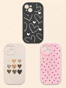 Casing Ponsel Silikon Motif Hati Hitam Putih Merah Muda 3pcs Aneka Warna, Kompatibel dengan iPhone & Galaxy Smartphone, Hadiah Musim Semi, Versi Internasional, Bukan Versi Domestik - MultiWarna - View 25