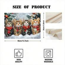 1 pièce/4 pièces/6 pièces Vaisselle avec motif de chat de Noël dans la neige, vaisselle thermoprotectrice, vaisselle en polyester lavable en machine, vaisselle de protection, décoration centrale, décoration quotidienne pour le salon familial, convient pour la décoration de rassemblement de groupe - Multicolore - Voir 3