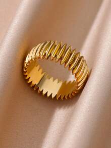 1 Pc Fashion Bullet Rings For Women Men Gold Color Stainless Steel Geometric Rings Hip Hop Party Jewelry Best Friend Gifts - Multicolor - View 11