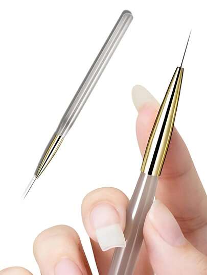 Pinceau professionnel pour nail art - stylo de détail ultra-fin avec embout en fil de cuivre doré pour des lignes précises, des designs floraux et des effets dégradés - outil d'art pour manucure et pédicure sans odeur, fournitures pour nail art, produits essentiels pour manucure, finition métallique élégante, construction durable, pinceau de décoration pour ongles, pinceau pour poudre à ongles, fournitures pour ongles, pinceau traceur pour ongles, fournitures pour techniciens ongulaires, produits et équipements pour ongles, accessoires pour ongles