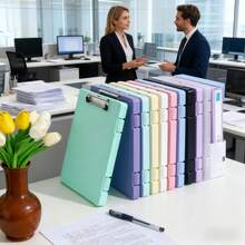 Prancheta com Pasta Tamanho A4, Caixa de Armazenamento Transparente, Organizador de Mesa de Escritório para Documentos, Livros, Papelaria