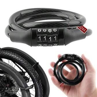 1pc Bicycle Security Lock 4 Digit Code Mountain Bike Security Chain Padlock Fixed Code Anti-Theft Lock