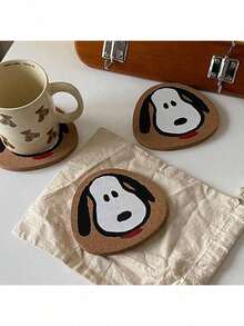 1 件可爱卡通狗外星人形状耐热杯垫，加厚 - 彩色 - 查看 2