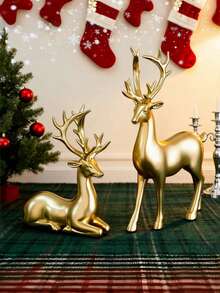 2pcs Elk Ornaments, Resin Animal Statue Crafts, Home Decoration Ornaments, Living Room Desktop, Office Desktop Layout, The Best Birthday Gift For Winter Christmas And New Year Decoration. Christmas Decorations Home Christmas Gifts Christmas Decor