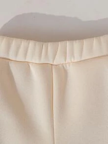 Baby Girls' Fashion Casual Cute Set: Bow Print Thermal Lined Sweatshirt + Stylish Cute Cotton Vest + Patchwork Thermal Lined Pants - Apricot - View 9