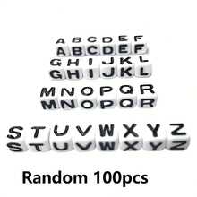 100/1000pcs/Pack White Background Black Letter Beads, 6mm Acrylic Square English Letter Beads, DIY Jewelry Making Supplies, Decorative Accessories | Overflowing Beads | Durable Bead Material For Jewelry Making