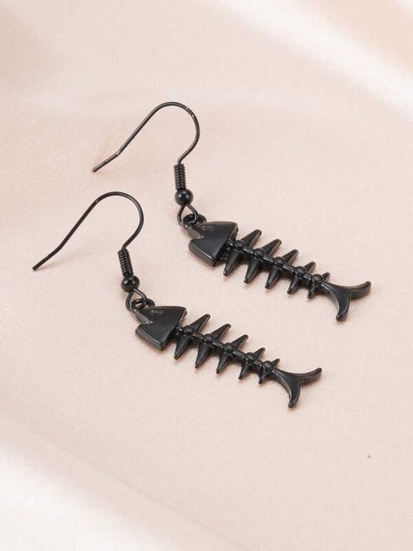 1 Paar kreative Legierung Fischgräten-förmige Ohrringe, Ozean-Stil geeignet für Urlaub und Geschenkverpackung