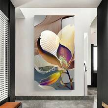 1 pièce Peinture murale d'art abstrait avec lignes, affiche de peinture murale imprimée sur canevas avec fleurs, tableaux modernes, décoration pour salle de bain, salon, chambre à coucher, bureau, sans cadre 50x100cm