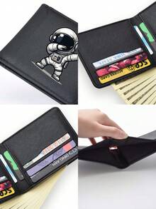 Cartera elegante con estampado de astronauta - Cartera corta bifold multifuncional con monedero, múltiples ranuras para tarjetas, disponible en varios colores, almacenamiento de tarjetas | Cartera minimalista | Cartera | Regalo ideal para fiestas - Unitalla - Ver 7