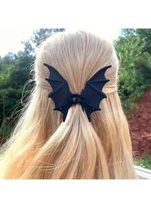 Bat Design Hair Claw Clip Punk Style Ponytail Holder Accessories For Women Girls Daily Wear Party Clothing Decor Halloween Gift Plain Star Hairpin