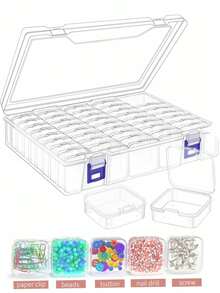 Set di scatole per l'organizzazione di gioielli, 45/64 scomparti, 5,5 cm x 5,5 cm, diretta dalla fabbrica, adatto per conservare piccoli oggetti come gioielli, pitture di diamanti, perline, articoli artigianali, pillole, ecc.