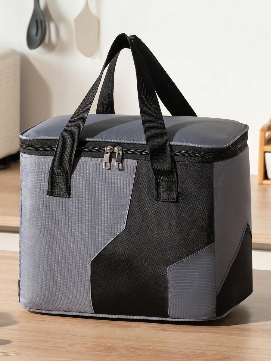 1pc Large Capacity Lightning Insulated Lunch Bag - Oxford Cloth + Aluminum Foil Material, Long-Lasting Thermal Insulation, Thick Handled Lunch Tote Bag For Office Workers, Students, Outdoor Camping Picnic, Unisex Lunch Box For Traveling For Women Portable Waterproof Bag Lunchbox