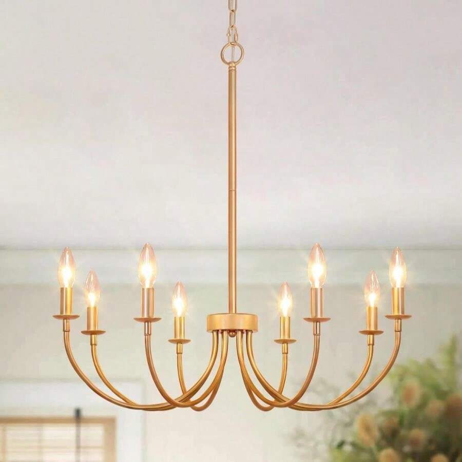 Puyveyor 8-Light Black Chandeliers For Dining Room, Dining Room Light Fixtures, Farmhouse Candle Chandeliers For Kitchen, Living Room, Foyer, Entryway, Staircase