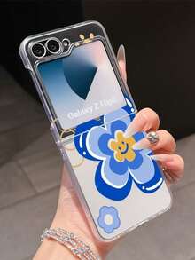 1pc Fashionable Minimalist PC Material Cute Flower & Smiling Face Foldable Phone Case, Protective And Anti-Drop: Compatible With Samsung Galaxy Zflip 3/Zflip 4/Zflip 5/Zflip 6/Zflip 7, OPPO Find N3 Flip, Razr 50 Ultra, Razr 60 Ultra, Razr 60, Razr 50, MIX Flip, Galaxy Z Flip7 FE