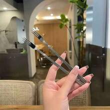 Tenedores de cena de mango largo de acero inoxidable, tenedores gruesos y duraderos para pasta, ensalada de verduras, frutas de cafetería, utensilios de cocina, adecuados para el hogar, restaurante, hotel, tienda de fideos, McDonald's, fiesta, cafetería, vuelta al colegio, regalos de Navidad