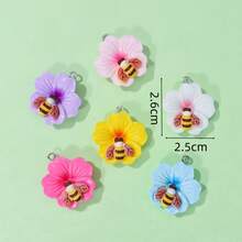 10/20pcs Colorful Bee & 5-Petal Flower Resin Pendant, Suitable For DIY Necklace, Bracelet, Earring, Keychain Jewelry Making