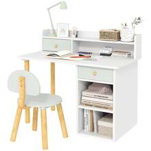 AIYAPLAY Kids Desk And Chair Set For Studying, Reading, Drawing, Green - Green - View 9