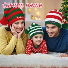 Stripes Santa Hat, Personalized Santa Hat, Embroidered Santa Hat, Adult Christmas Gift, Christmas Hat, Elf Hat, Personalized Elf Hat - Multicolor - View 1