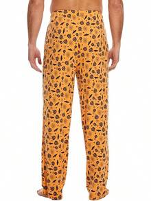 Mens Pajama Pants - Viscose Made From Bamboo, Soft Sleep Pants Comfy Drawstring Lounge Bottom With Pockets Sweatpantshalloween - Orange Halloween - View 9