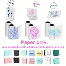 T02 Mini ThermalSticker Paper- Colorful Text Transparent Printing Paper,Compatible With Phomemo M02/M02X/M02L Label Printer For Photo/Note/DIY/Memo,3 Rolls,53mm,Blue,Pink,Green For Christmas Gift Sticker - Multicolor - View 2
