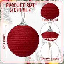 Christmas Hemp Rope Ball Ornaments Set Colorful Christmas Hanging Decorations For Christmas Tree - Red - View 5